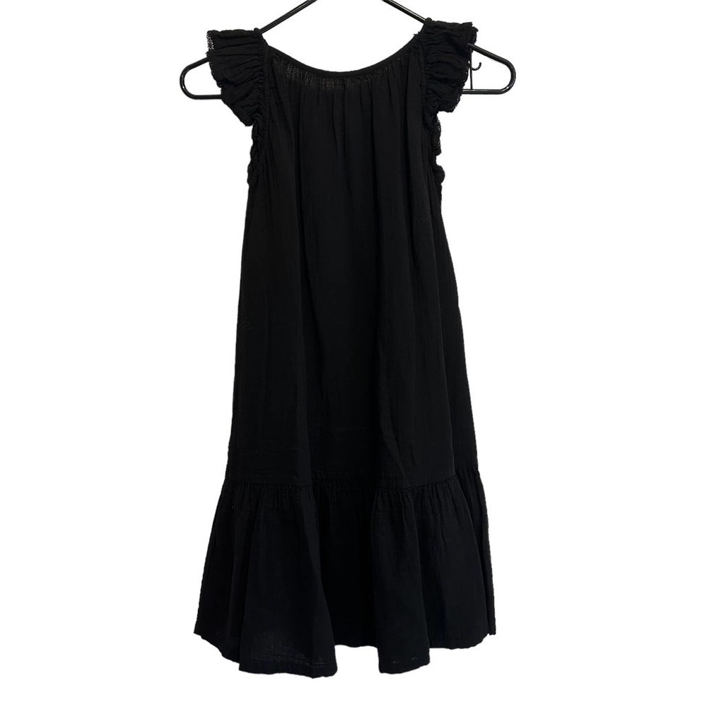 Bonton Black Ruffle-Sleeve Casual Dress